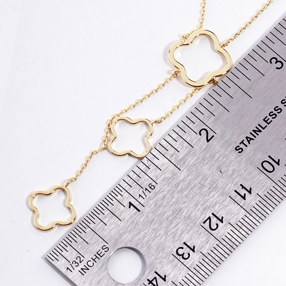 OUT OF STOCK Gold Quatrefoil Clover Station Necklace - Picture 3 of 3